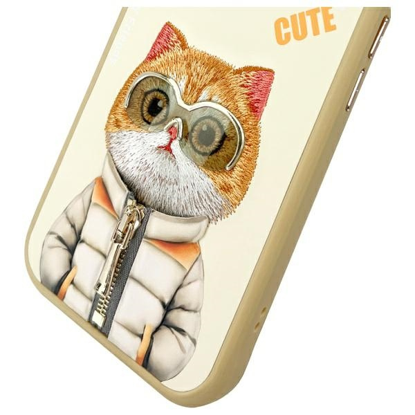 Nimmy etui iPhone 15 6.1" khaki           Cool&Cute 2.0 Cat