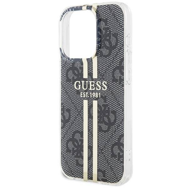 Oryginalne Etui GUESS Hardcase GUHCP15LH4PSEGK do iPhone 15 Pro (4G Gold  Stripe / czarny)