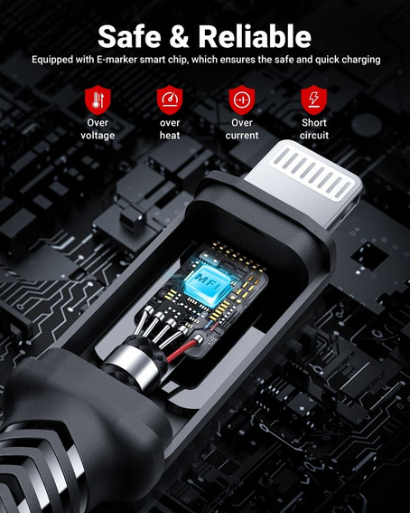 Acefast Kabel MFI USB Typ C - Lightning 1,8m, 30W, 3A schwarz (C4-01 C Black)