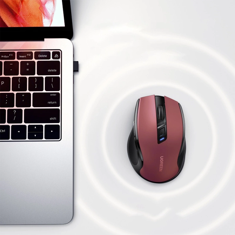 Ugreen MU006 kabellose optische Maus USB 2,4 GHz / Bluetooth 5.0 4000 DPI – rot