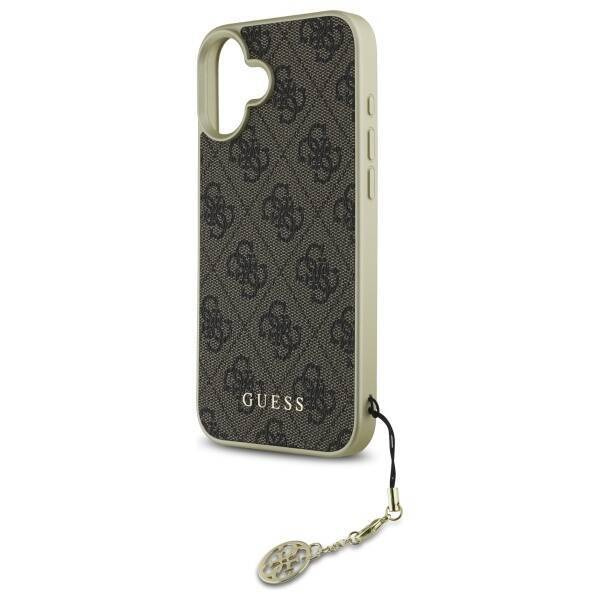 Original Handyhülle IPHONE 16 PLUS Guess Hardcase 4G Charms Collection (GUHCP16MGF4GBR) braun