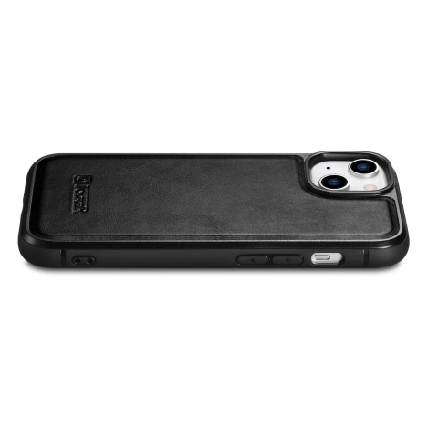 iCarer Leather Oil Wax case covered with natural leather for iPhone 14 Plus black (WMI14220719-BK)