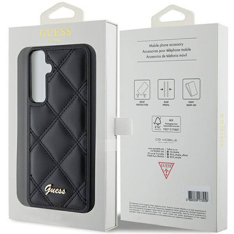 Guess nakładka do Samsung S23 FE GUHCS23FEPSQSQSK GUESS HC PU QUILTED METAL LOGO czarna