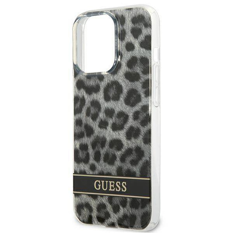 Schutzhülle IPHONE 13 PRO Guess Hardcase Leopard (GUHCP13LHSLEOK) grau