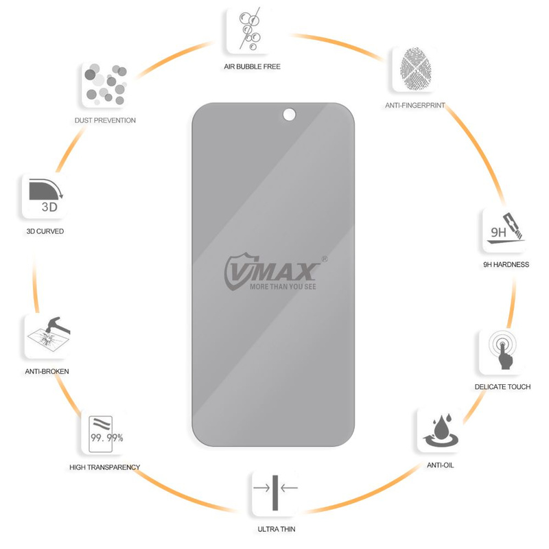 Vmax szkło hartowane 0.33mm 2,5D high clear privacy glass do Xiaomi Redmi Note 12 Pro 4G / Note 12 Pro 5G / 12 Pro + / 12 Explorer