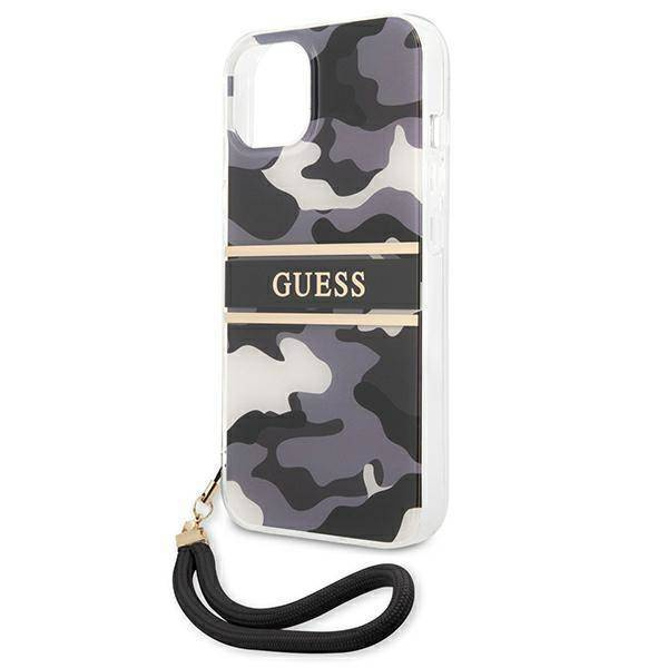 Guess nakładka do iPhone 13 6,1" GUHCP13MKCABBK czarny hard case Camo Strap Collection