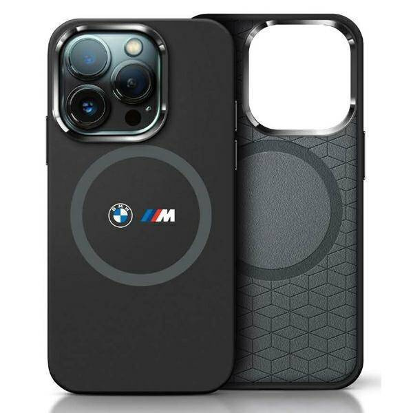 Original Handyhülle IPHONE 16 BMW Hardcase M Silicone Printed Ring MagSafe (BMHMP16S23SROK) schwarz