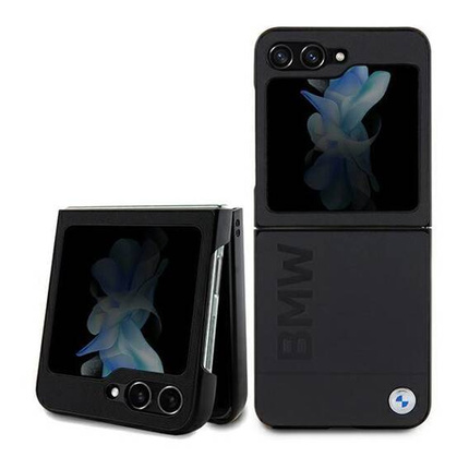 Original Handyhülle SAMSUNG GALAXY Z FLIP 5 BMW Leather Hot Stamp (BMHCZF5SLLBK) schwarz