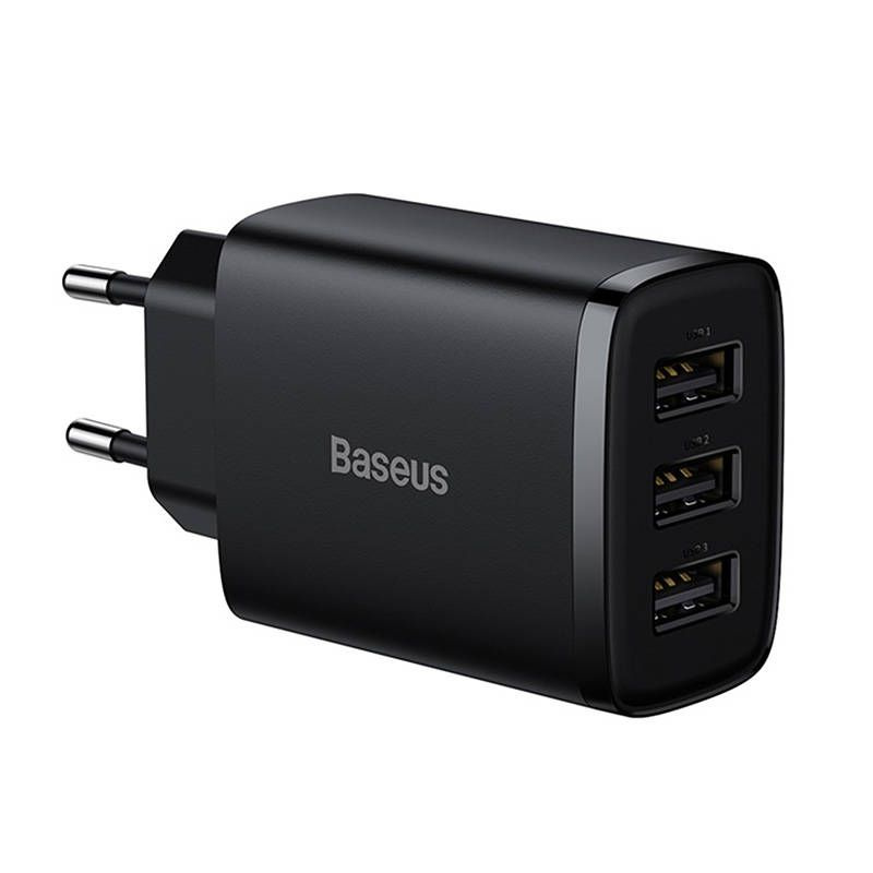 Baseus Compact Ladegerät 3x USB 17W schwarz (CCXJ020101)