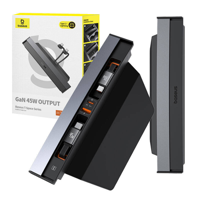 Hub z Kablem USB-C do USB-C dla Tesla Baseus  T-Space czarny