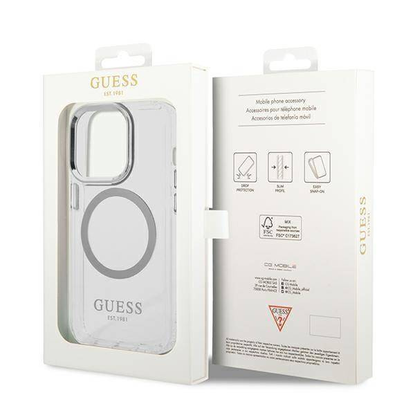Guess Metal Outline MagSafe - Etui iPhone 14 Pro Max (przezroczysty)
