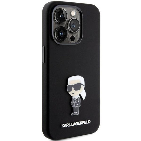 Karl Lagerfeld Silicone Ikonik Metal Pin case for iPhone 15 Pro - black