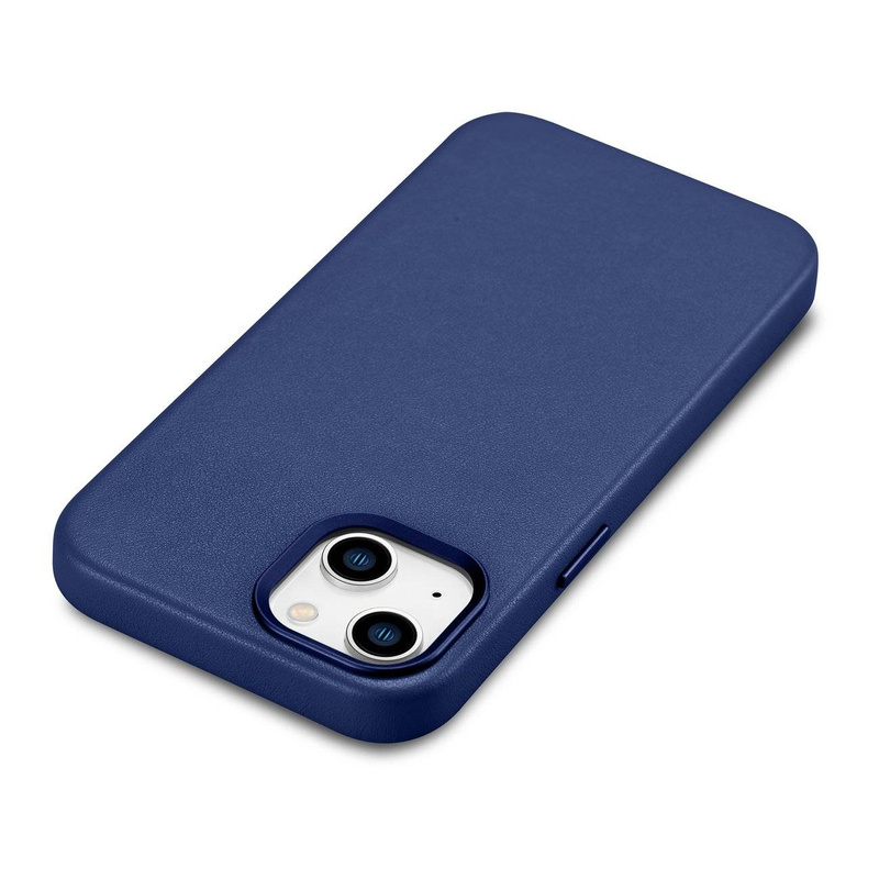 iCarer Case Leather genuine leather case for iPhone 14 blau (WMI14220705-BU) (MagSafe compatible)