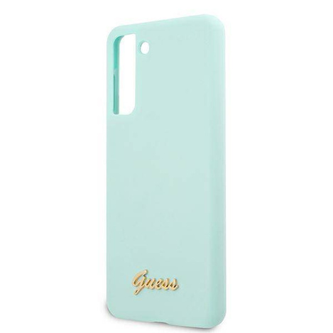 Guess GUHCS21MLSLMGLB S21+ G996 niebieski/blue hardcase Silicone Script Metal Logo