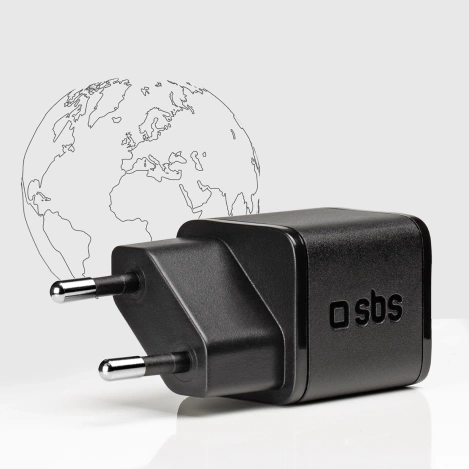 SBS TETRGAN1C20K 20W GaN USB-C Wandladegerät mit Power Delivery – Schwarz