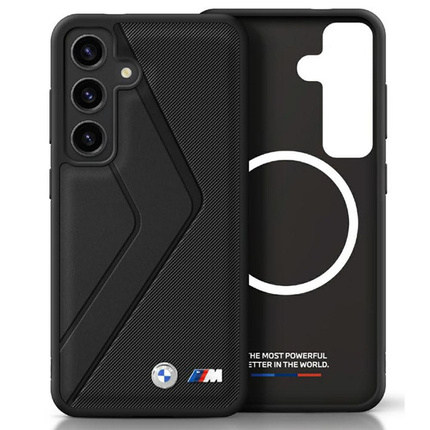Schutzhülle SAMSUNG GALAXY S25 BMW Leather Oversized Stripes MagSafe schwarz