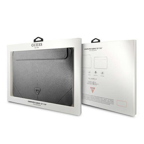Guess Sleeve GUCS14PSATLG 13/14" srebrny /silver Saffiano Triangle Logo