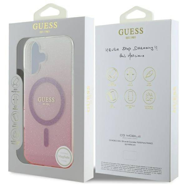 Guess IML Glitter Gradient MagSafe - Etui iPhone 16 (różowy)