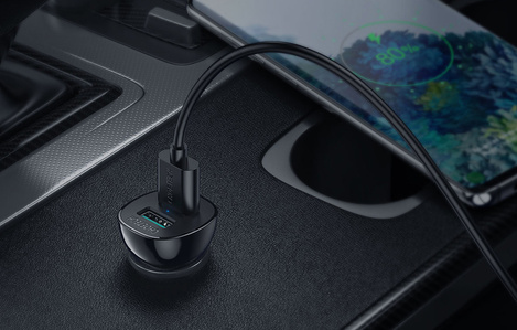 Choetech ładowarka samochodowa 2 x USB Quick Charge 3.0 30W 2,4A czarna (C0051)