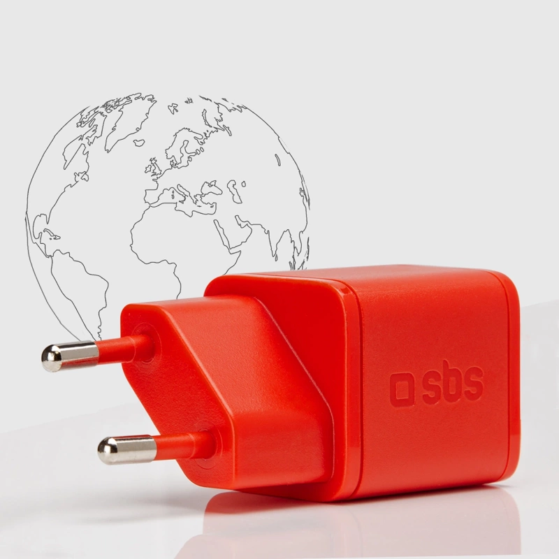 SBS TETRGAN1C20R 20W GaN Wall Charger with Power Delivery - Red