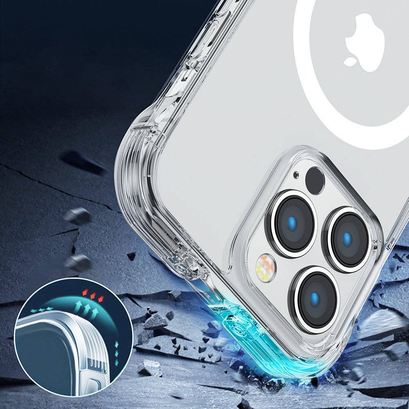 Joyroom Magnetic Defender Magnetische Hülle für iPhone 14 Plus gepanzerte Hülle mit Hakenständer durchsichtig (MagSafe-kompatibel)