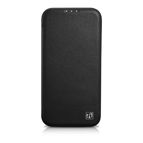 iCarer CE Premium Leather Folio Case skórzane etui iPhone 14 Plus z klapką magnetyczne MagSafe czarny (WMI14220715-BK)