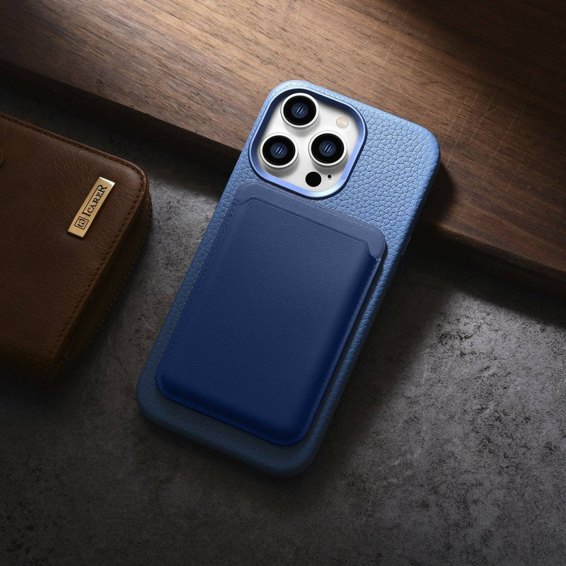 iCarer Case Leather genuine leather case for iPhone 14 Pro hellblau (WMI14220710-LB) (MagSafe compatible)