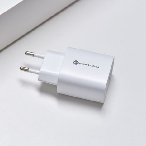 Forcell Ładowarka Sieciowa - 3A 30W z dwoma portami: USB typ C i USB A z ładowaniem PD i QC 4.0