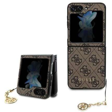 Original Handyhülle SAMSUNG GALAXY Z FLIP 5 Guess Hardcase 4G Charms Collection (GUHCZF5GF4GBR) braun