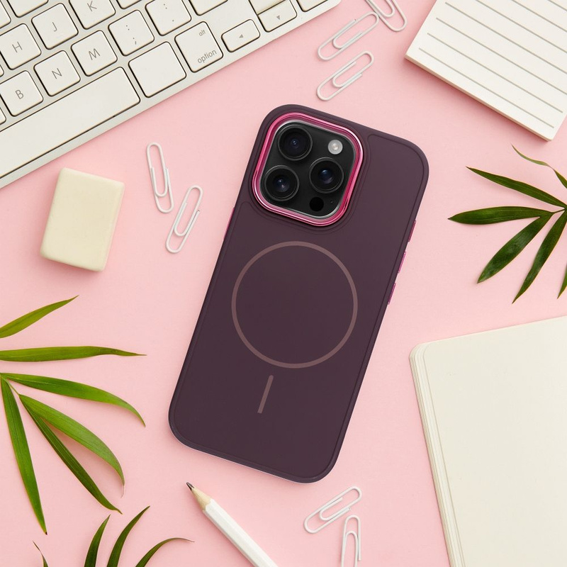 Futerał FRAME MAG COVER kompatybilny z MagSafe do IPHONE 17 PRO MAX fioletowy