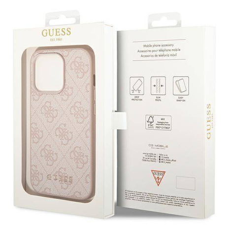 Guess GUHCP14XG4GFPI iPhone 14 Pro Max 6.7 &quot;pink / pink hard case 4G Metal Gold Logo