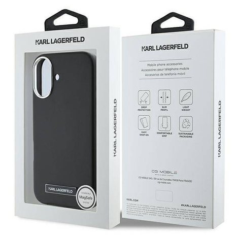 Karl Lagerfeld nakładka do iPhone 16 Plus 6,7" KLHMP16MPGMSRPK czarna Hardcase FW Metal Plate MagSafe