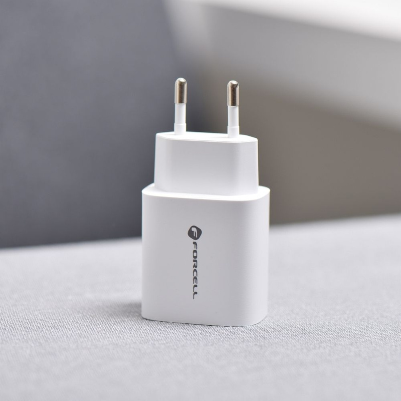 Forcell Ładowarka Sieciowa - 3A 30W z dwoma portami: USB typ C i USB A z ładowaniem PD i QC 4.0