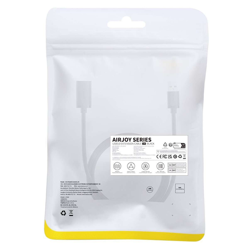 USB 3.0-Verlängerungskabel 1 m Baseus AirJoy-Serie – schwarz