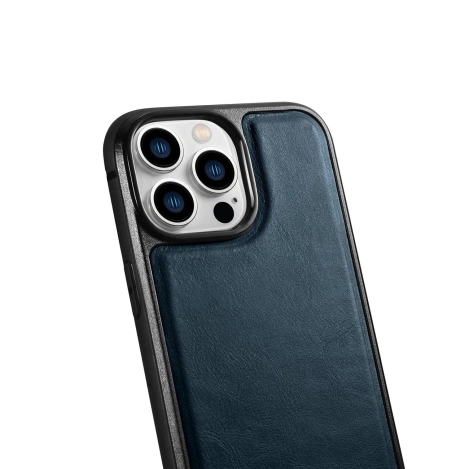 iCarer Leather Oil Wax case for iPhone 14 Pro Max leather case blue (WMI14220720-BU)