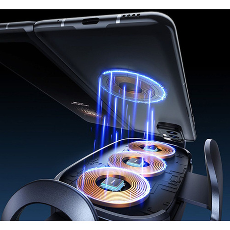 Baseus LightChaser BS-CM029 car holder with triple coil inductive charger - black