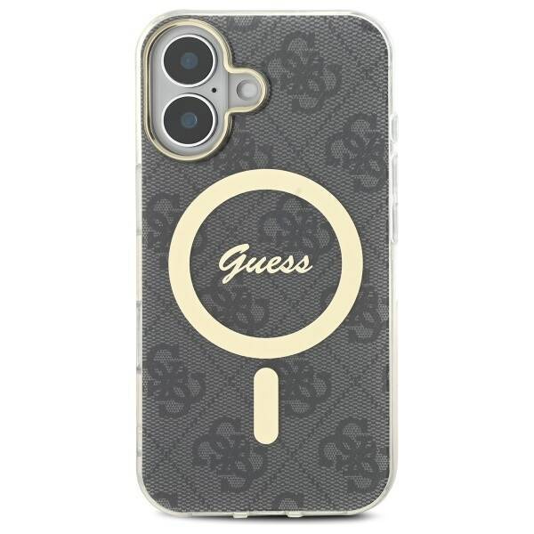 Original Handyhülle IPHONE 16 PLUS Guess Hardcase IML 4G MagSafe (GUHMP16MH4STK) schwarz