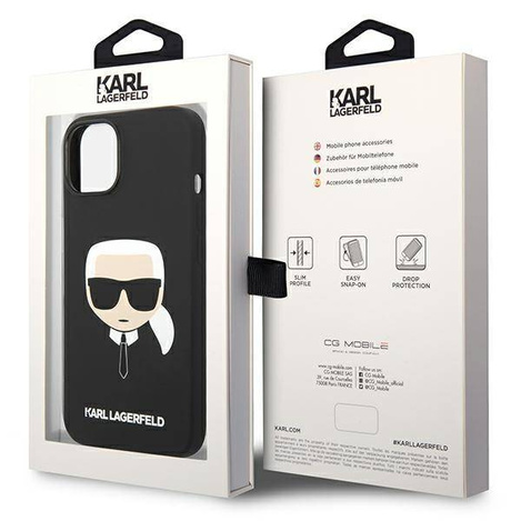 Original Handyhülle IPHONE 14 PLUS Karl Lagerfeld Harcase Silicone Karl's Head schwarz