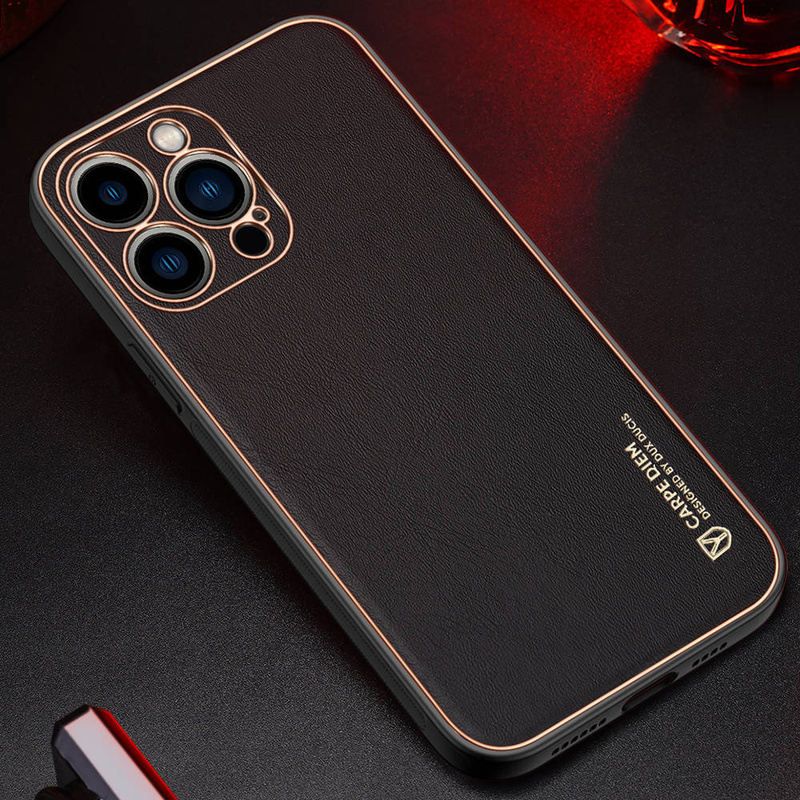 Dux Ducis Yolo eleganckie etui pokrowiec ze skóry ekologicznej iPhone 13 Pro Max czerwony