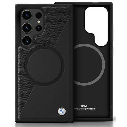BMW futerał do SAMSUNG S25 Ultra kompatybilny z MagSafe BMHMS25L23RTPK (Sign Leather Half Textured and Circle) black
