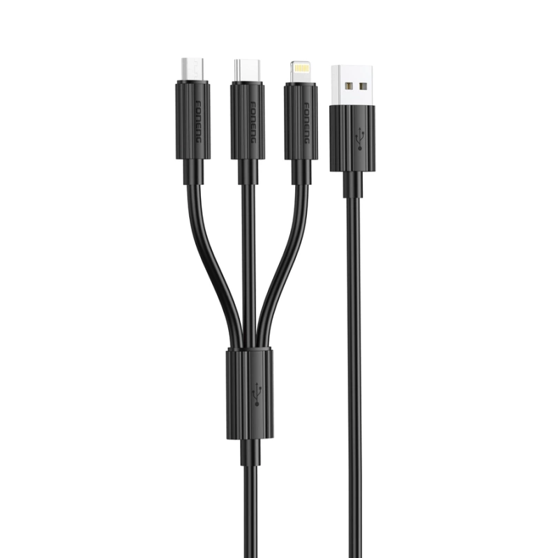 FONENG kabel XS07 3w1 3A 1.2M Czarny
