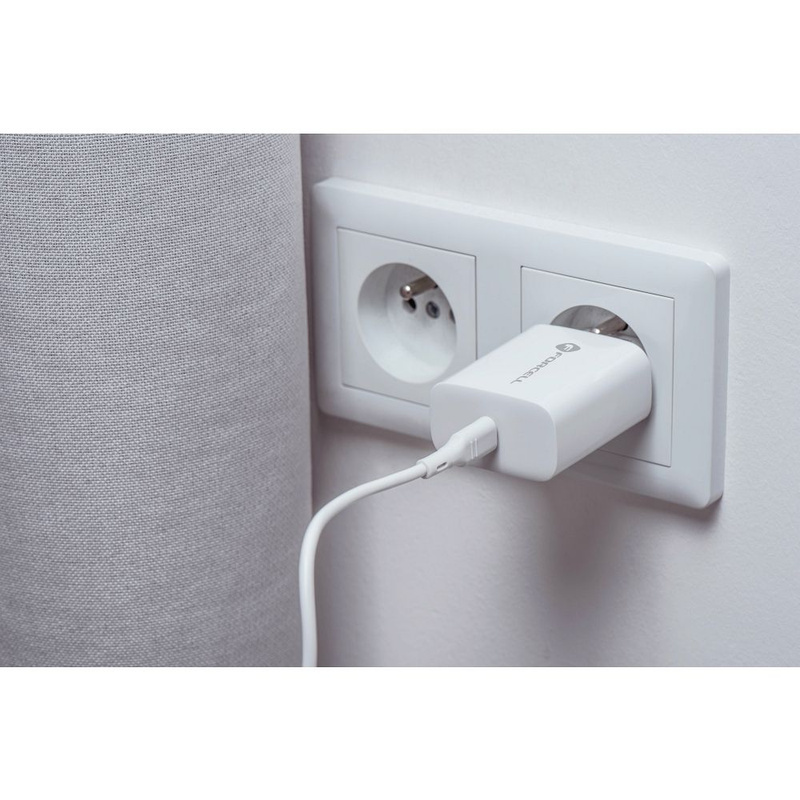 Forcell Ładowarka Sieciowa ze złączem USB typ C i kablem typ C - 3A 25W z funkcją ładowania PD i QC 4.0