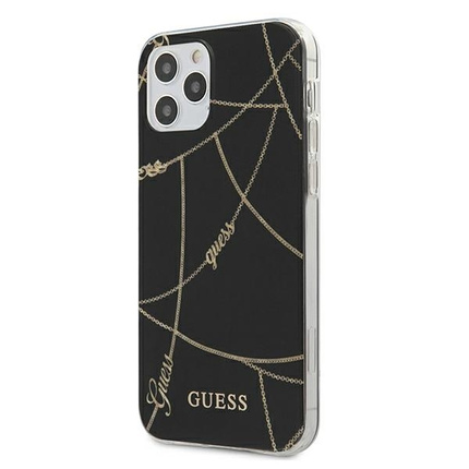 Guess nakładka do iPhone 12 Pro Max 6,7" GUHCP12LPCUCHBK czarny hard case Gold Chain Collection