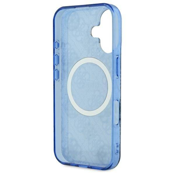 Original Handyhülle IPHONE 16 Guess Hardcase IML Peony On 4G Background MagSafe (GUHMP16SH4PYEEB) blau