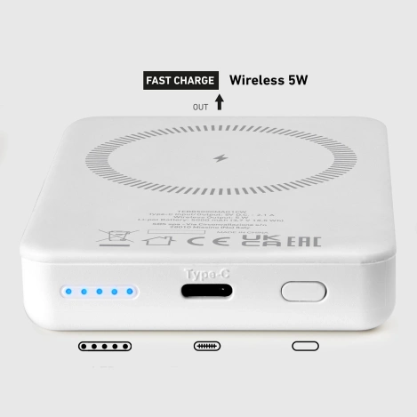 Powerbank SBS TEBB5000MAG1CW 5000 mAh USB-C, MagSafe kompatibel – Weiß