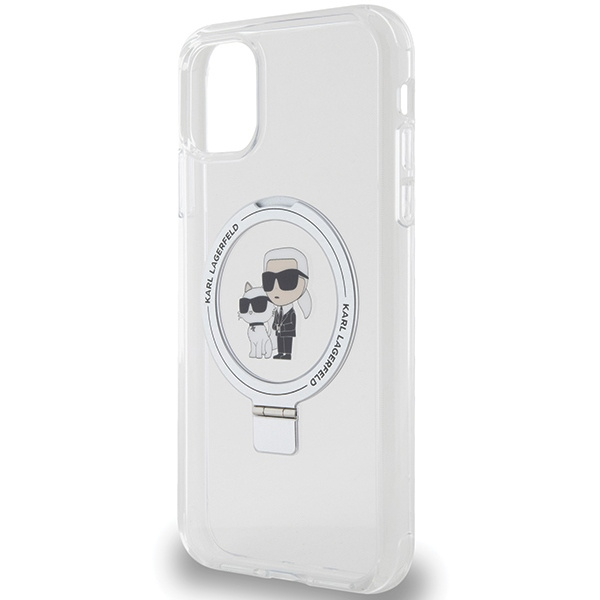 Karl Lagerfeld KLHMN61HMRSKCH iPhone 11 / Xr 6.1&quot; white/white hardcase Ring Stand Karl&amp;Choupette MagSafe