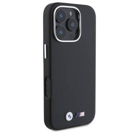 Original Handyhülle IPHONE 16 PRO MAX BMW Hardcase M Smooth Full Wrapped Metal MagSafe (BMHMP16X23PMWK) schwarz