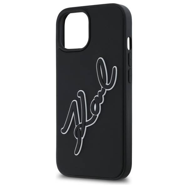 Etui Karl Lagerfeld 3D Rubber Signature na iPhone 15 - czarne
