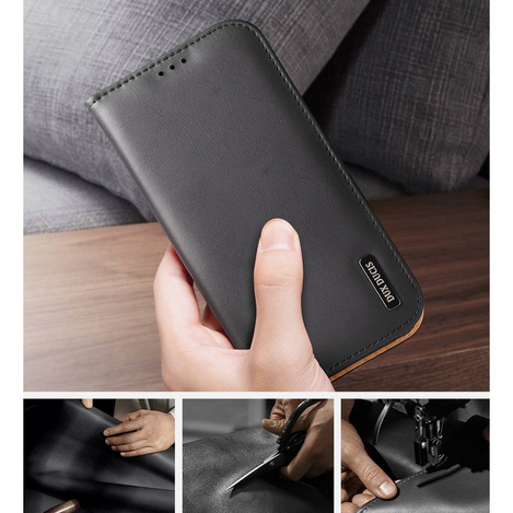 Dux Ducis Hivo echt Leder booktype case schutzhülle aufklappbare hülle für iPhone 14 Pro Max schwarz