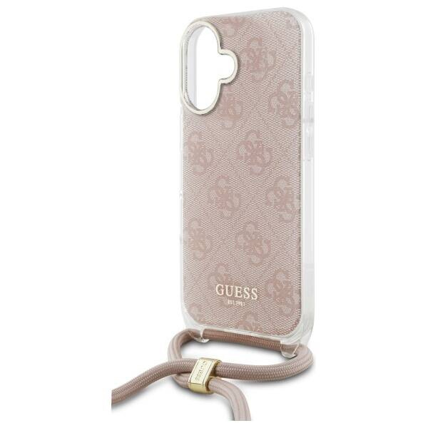 Original Handyhülle IPHONE 16 Guess Hardcase Crossbody Cord 4G Print (GUHCP16SHC4SEP)